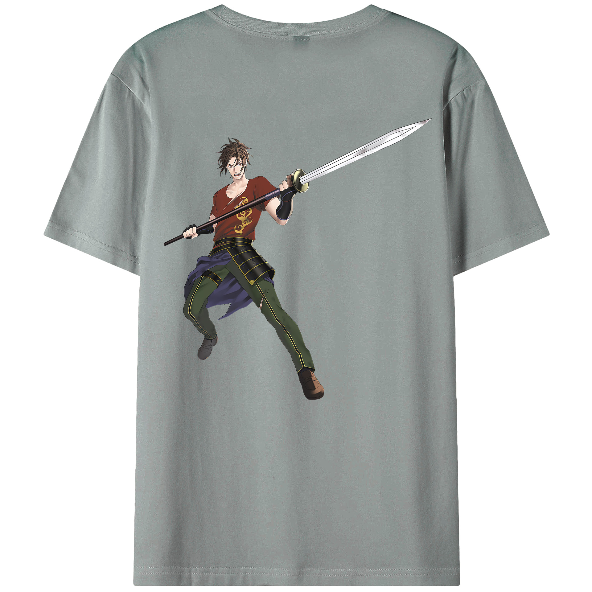 （画像用） 刀剣乱舞 Touken Ranbu 綿100％ メンズ半袖Tシャツ（バックプリント） 通気性
